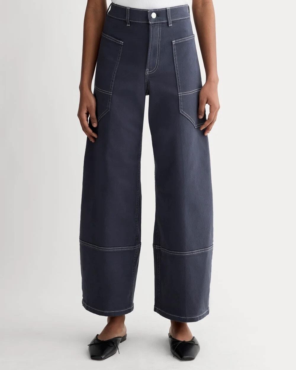 NWT Everlane The Utility Gardener Wide-Leg Cotton Twill Canvas Pant Navy Size 33